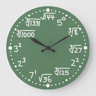 Maths Exponents Square and Cube Roots Wall Clock Große Wanduhr