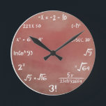 Maths Quiz Clock - Brown Medium Runde Wanduhr<br><div class="desc">Brown color variation for the nerdy Mathematics pop quiz clock.</div>