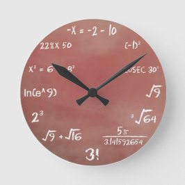 Maths Quiz Clock - Brown Medium Runde Wanduhr