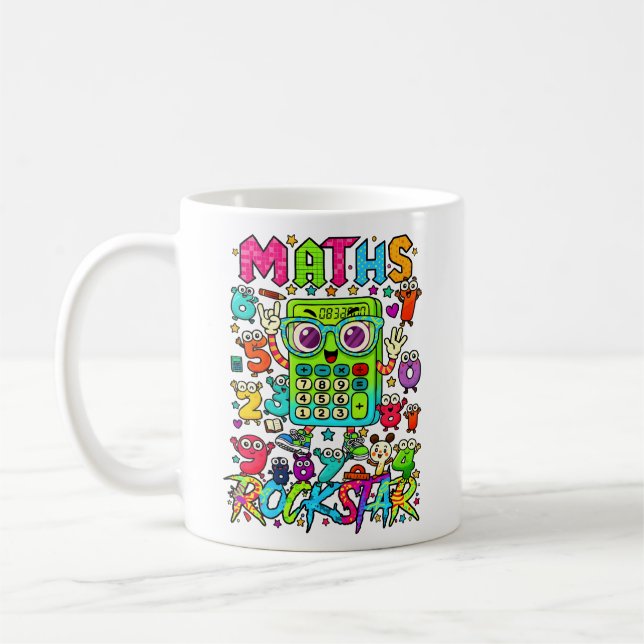 Maths Rockstar Cute Calculator Mug for Kids Kaffeetasse (Links)