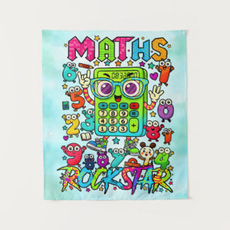 Maths Rockstar Cute Calculator Poster for Kids Wandteppich