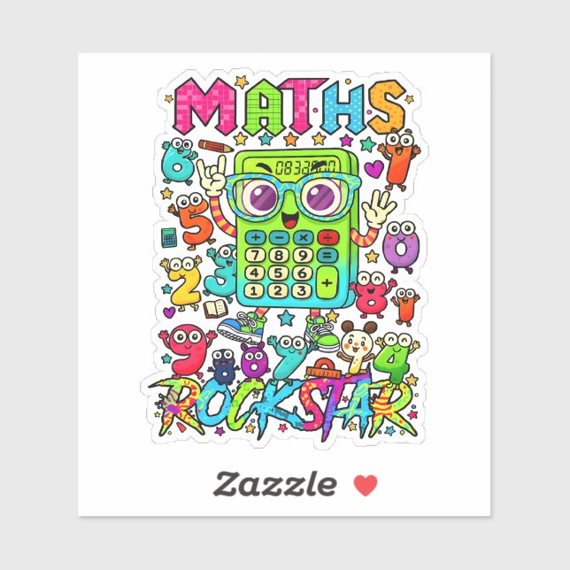 Maths Rockstar Cute Numbers Sticker for Kids (Blatt)