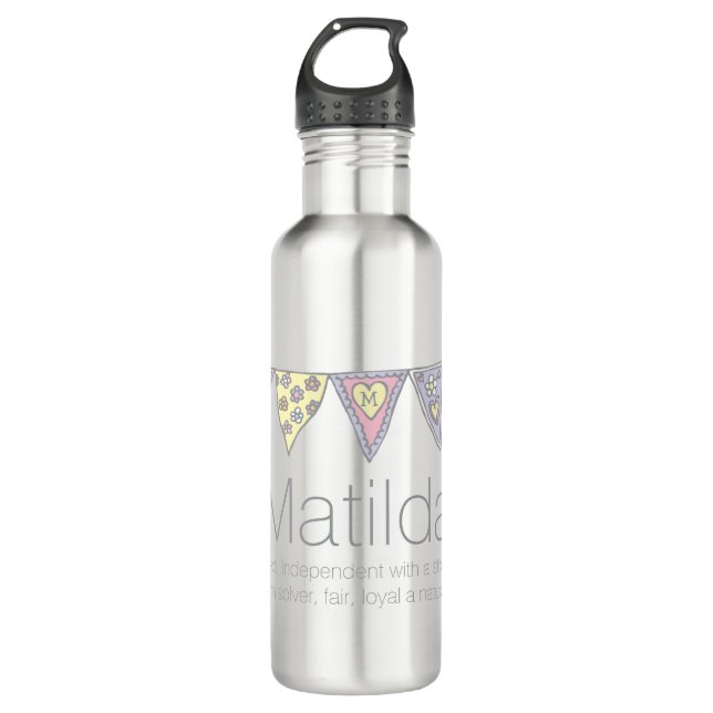 Matilda trinkt Namensbedeutungsflagge Flasche Edelstahlflasche (Vorderseite)