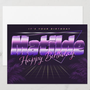 Matilde Name Vorname lila retro Karte Geburtstag