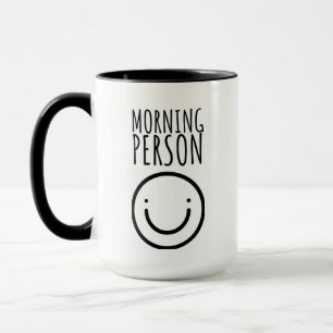 Matin personne joyeux face Mug