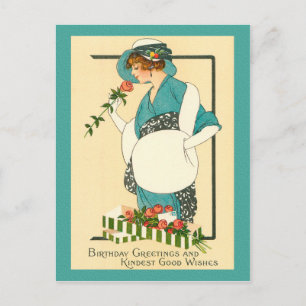 MATINEE GIRL BIRTHDAY ART DECO POSTKARTE