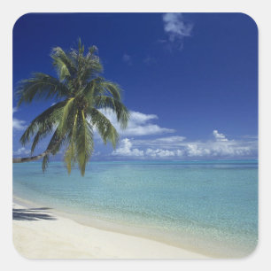 Matira Beach auf der Insel Bora Bora, Quadratischer Aufkleber