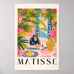 Matisprint, Schimpanse in Bathtub Witziges Poster, Poster