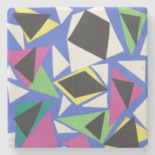 Matisse Abstrakte Geometrische Blaue Cut-Out-Kunst Steinuntersetzer