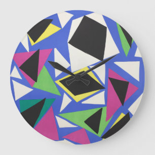 Matisse Abstrakte Geometrische Blaue Schnittkunst Große Wanduhr