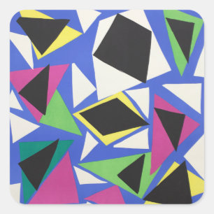 Matisse Abstrakte Geometrische Blaue Schnittkunst Quadratischer Aufkleber