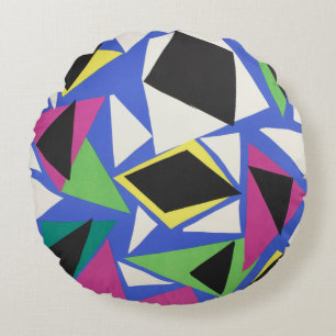 Matisse Abstrakte Geometrische Blaue Schnittkunst Rundes Kissen