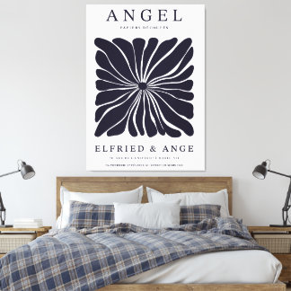Matisse Floral Abstract Dark Navy Wall Art Print Leinwanddruck
