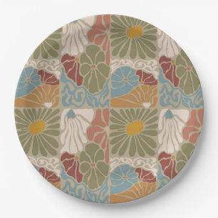 Matisse Groovy floral Art Nouveau 1970er Jahre Boh Pappteller