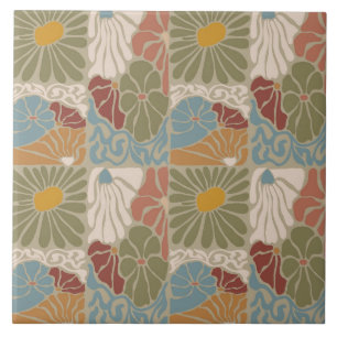 Matisse Groovy floral Art Nouveau 1970er Jahre Fliese