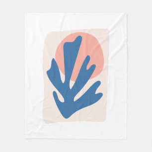 Matisse inspiriert Blue und Blush Pink Leaf Cutout Fleecedecke