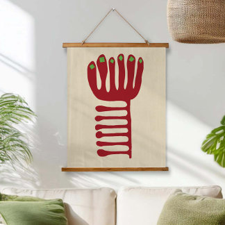 Matisse Inspiriert Rot und Grün Wandteppich Mit Holzrahmen