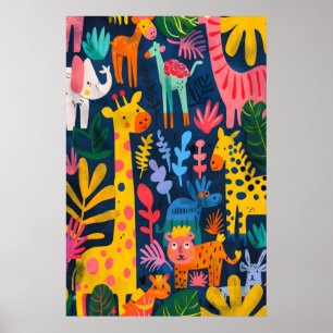 Matisse inspirierter Dschungel-Tier-Kunst-Druck Ki Poster