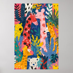 Matisse inspirierter Dschungel-Tiere Kunst Druck K Poster