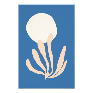 Matisse inspirierter Peach und Blue Leaf Cutout Fotodruck