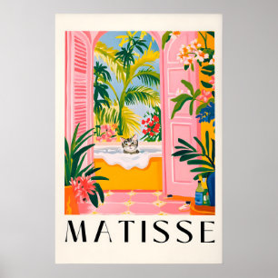 Matisse-Katze Druck Rosa Badezimmer-Wandkunst, Lus Poster