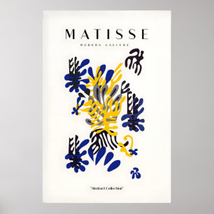Matisse-Kunstposter - Abstrakte Blumen Blau Gelb Poster