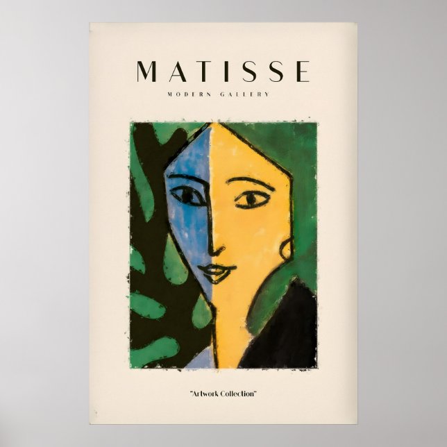 Matisse-Kunstposter - Split Face Blau Gelb Poster (Vorne)