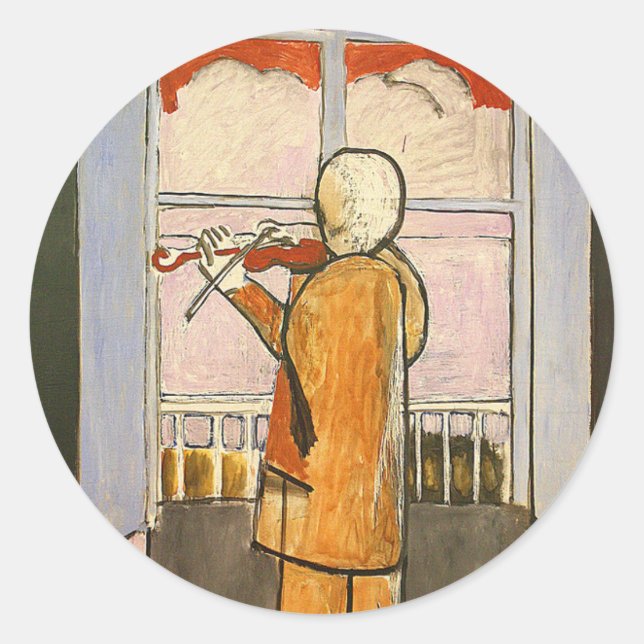Matisse, Violinist am Fenster Fine Art Runder Aufkleber (Vorderseite)