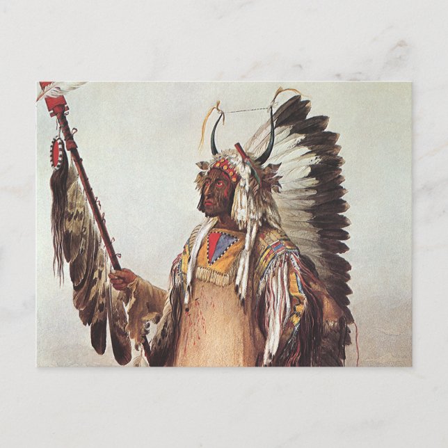 Mato-Tope, ein Hauptportrait von Karl Bodmer Postkarte (Vorderseite)