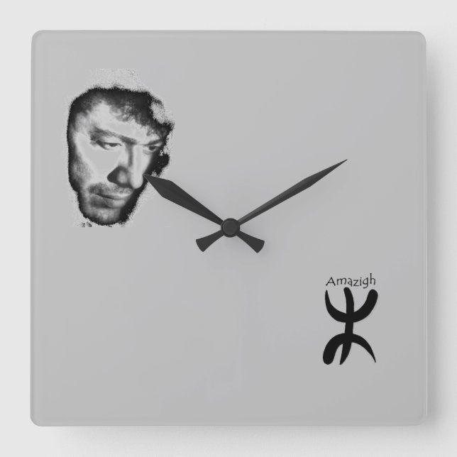 Matoub Lounès Quadratische Wanduhr (Vorderseite)