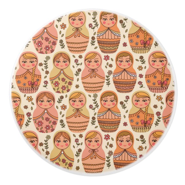 Matreshka Muster Keramik Knopf Keramikknauf (Vorderseite)