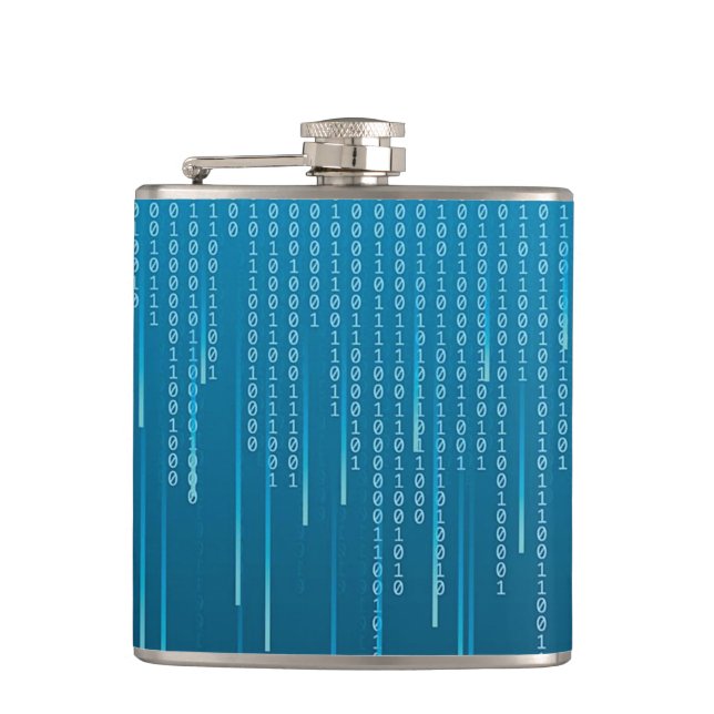 Matrixmuster in Blau Flachmann (Vorderseite)