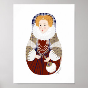 Matrjoschka-Plakat von Königin Elisabeth I. von En Poster