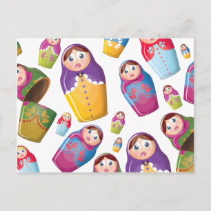 Matrjoschka-Puppe - Russische Nested Dolls Muster Postkarte