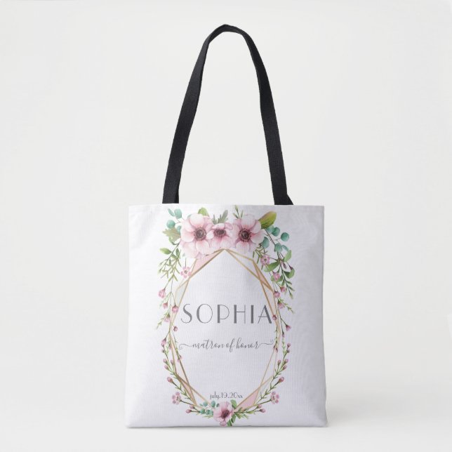 Matron der Ehre Hübsch rosa Anemone Blume Tasche (Vorderseite)
