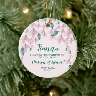 Matron of Ehre Personalisierten Vorschlag Rosa Flo Keramik Ornament