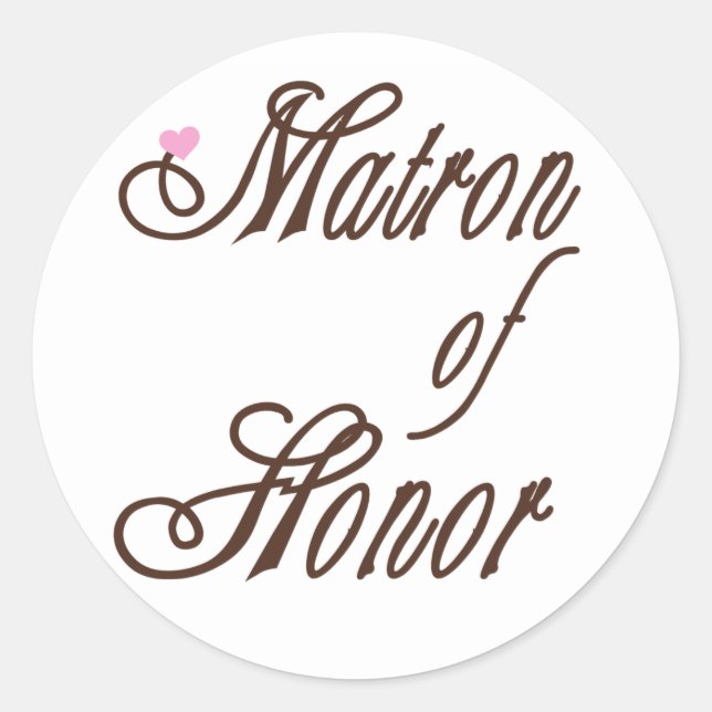 Matron of Honor Classy Browns Runder Aufkleber (Vorderseite)