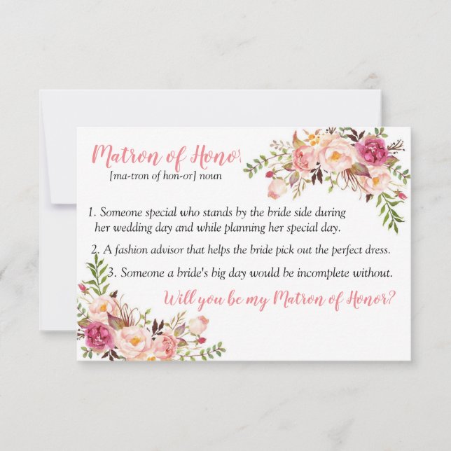 Matron of Honor Definition Karte (Vorderseite)