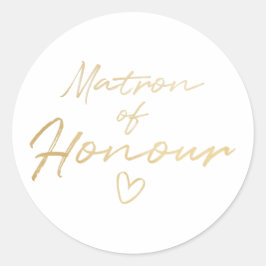 Matron of Honor - Gold Imitate Folienaufkleber Runder Aufkleber