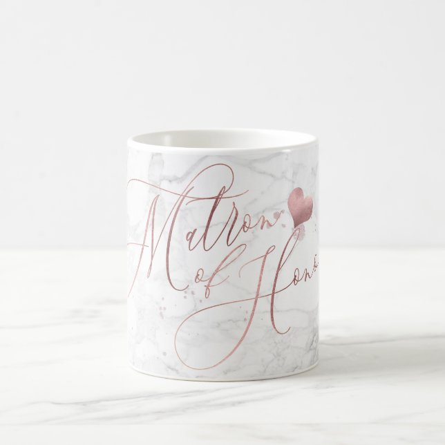 Matron of Honor/Marble+Imitate Rose Gold Script Kaffeetasse (Mittel)