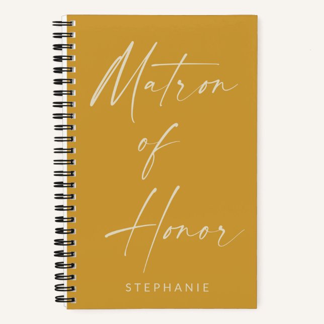 Matron of Honour Minimalistisch Yellow Personalisi Notizbuch (Vorderseite)