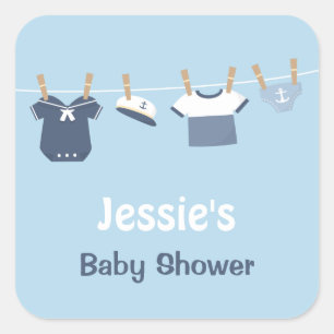 Matrosenbekleidung Nautische Babyparty Quadratischer Aufkleber
