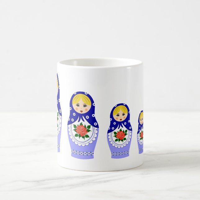 Matryoschka Puppen blau Kaffeetasse (Mittel)