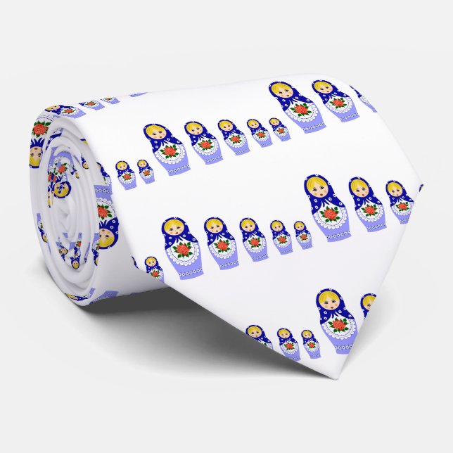 Matryoschka Puppen blau Krawatte (Gerollt)