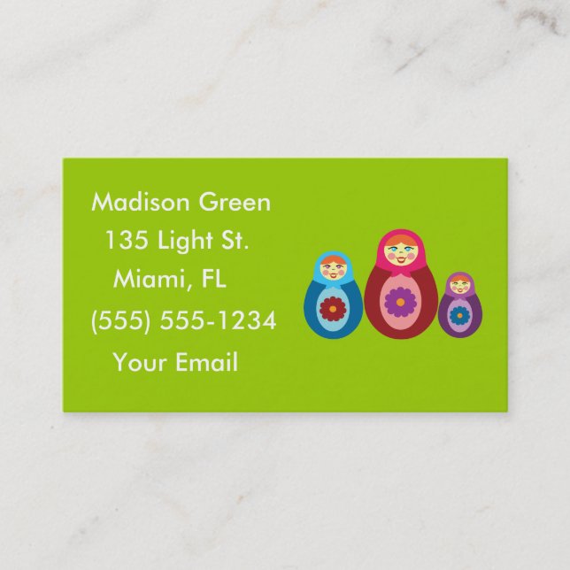 Matryoshka Doll Design Cartes de visite (Devant)