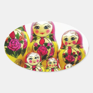 Matryoshka Dolls Ovaler Aufkleber