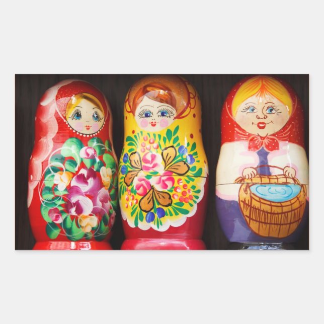 Matryoshka Dolls Rechteckiger Aufkleber (Vorderseite)