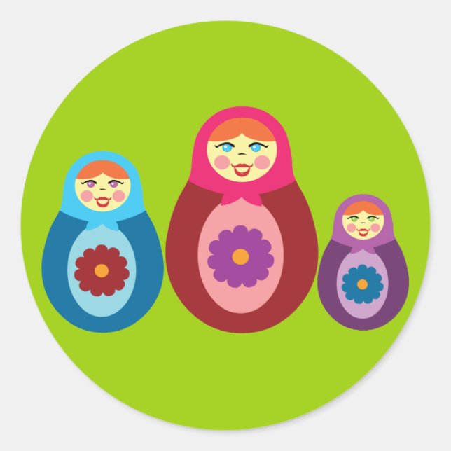 Matryoshka Dolls Runder Aufkleber (Vorderseite)