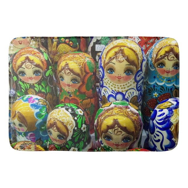 Matryoshka Dolls Souvenir Kiosk Travel Foto Badematte (Vorderseite)