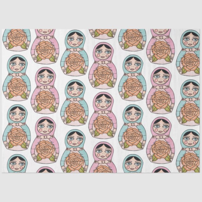 Matryoshka Nesting Doll Babushka Toy Soft Wrap Seidenpapier (Vorderseite)